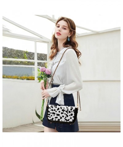 Crossbody Handbag Dog Cow Print Black White PU Leather Shoulder Bag Sturdy Travel Pouch Compact Chic Bag for Women Everyday U...