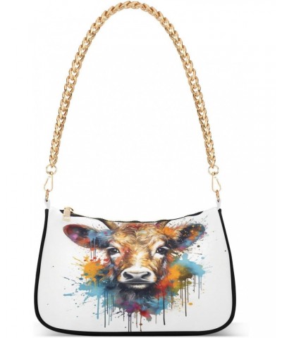 Shoulder Bags for Women Paint Cattle Hobo Tote Handbag Small Clutch Purse with Zipper Closure $14.57 Shoulder Bags