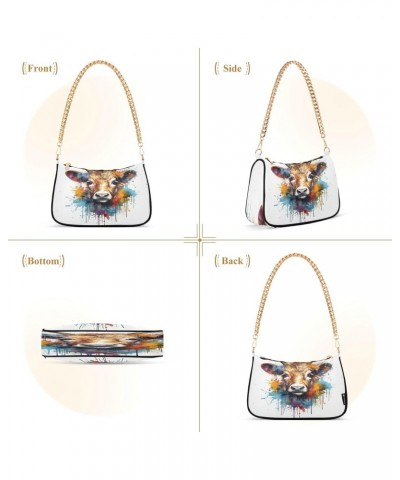 Shoulder Bags for Women Paint Cattle Hobo Tote Handbag Small Clutch Purse with Zipper Closure $14.57 Shoulder Bags