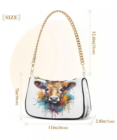 Shoulder Bags for Women Paint Cattle Hobo Tote Handbag Small Clutch Purse with Zipper Closure $14.57 Shoulder Bags