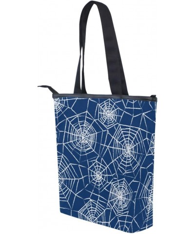 Tote Bag Colorful Christmas Peach Love Spiderweb Seamless Canvas Zippered Tote Handbag for Women with 2 Interior Pockets $9.6...