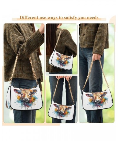 Shoulder Bags for Women Paint Cattle Hobo Tote Handbag Small Clutch Purse with Zipper Closure $14.57 Shoulder Bags