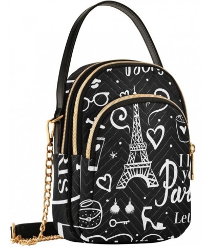 Small Crossbody Bags for Women Trendy White Simple Eiffel Tower Black Travel Sling Bag Women's Crossbody Handbags Satchel Bag...