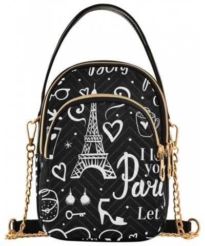 Small Crossbody Bags for Women Trendy White Simple Eiffel Tower Black Travel Sling Bag Women's Crossbody Handbags Satchel Bag...