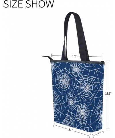 Tote Bag Colorful Christmas Peach Love Spiderweb Seamless Canvas Zippered Tote Handbag for Women with 2 Interior Pockets $9.6...