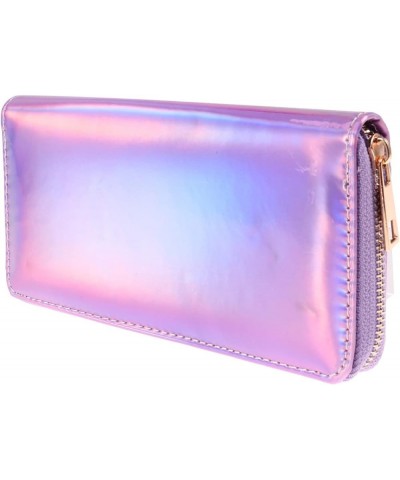 1pc Zipper Leather Wallets Pu Holder Phone Card Clutch Female Girls Coin Cell Women Portfel Money Shining Iridescent Violet P...