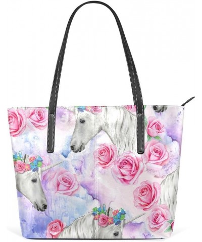 Handbags for Women Tote Bags with 11.08"(L) x 3.54"(W) x 11.02"(W) - Blue Purple Unicorn Blue Purple Unicorn $18.05 Totes