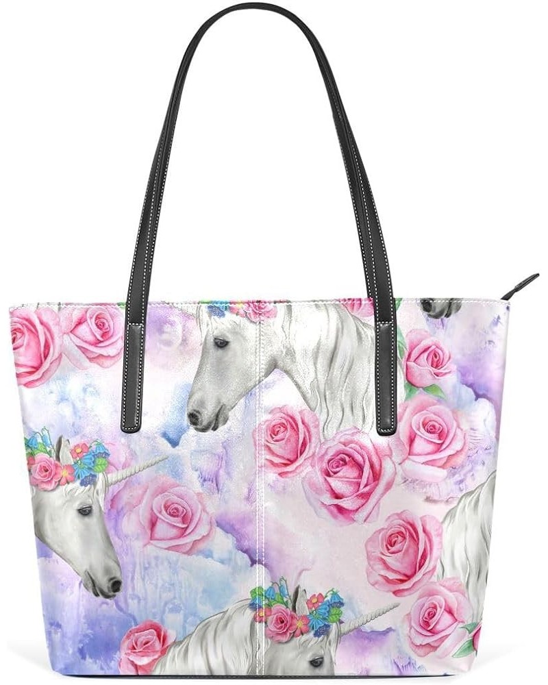 Handbags for Women Tote Bags with 11.08"(L) x 3.54"(W) x 11.02"(W) - Blue Purple Unicorn Blue Purple Unicorn $18.05 Totes