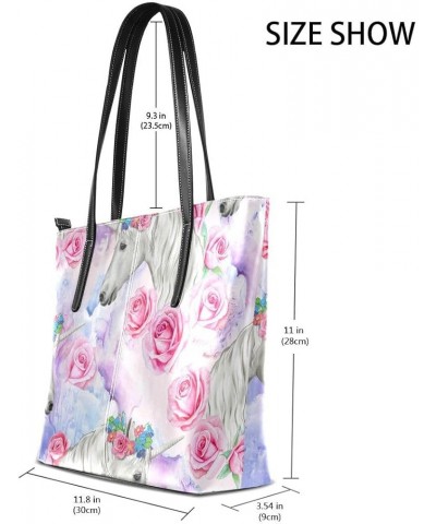 Handbags for Women Tote Bags with 11.08"(L) x 3.54"(W) x 11.02"(W) - Blue Purple Unicorn Blue Purple Unicorn $18.05 Totes