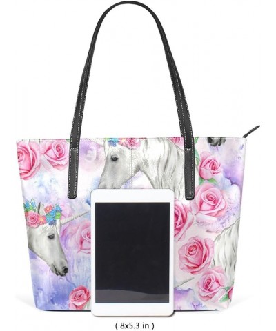 Handbags for Women Tote Bags with 11.08"(L) x 3.54"(W) x 11.02"(W) - Blue Purple Unicorn Blue Purple Unicorn $18.05 Totes