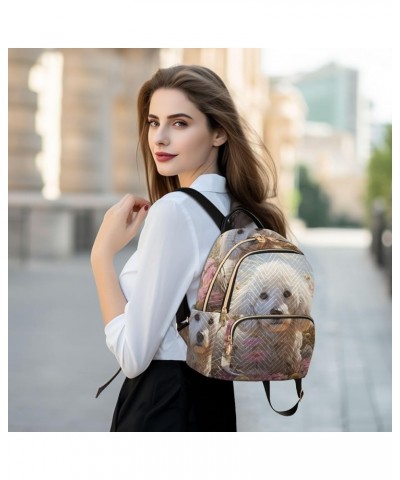 Women's Small Fashion Backpack White Dog Flower Print Ladies Travel Daypack Aesthetic Shoulder Bag 11.4×6.1×14.1 IN $12.80 Ba...