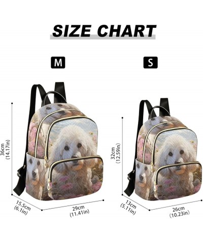 Women's Small Fashion Backpack White Dog Flower Print Ladies Travel Daypack Aesthetic Shoulder Bag 11.4×6.1×14.1 IN $12.80 Ba...