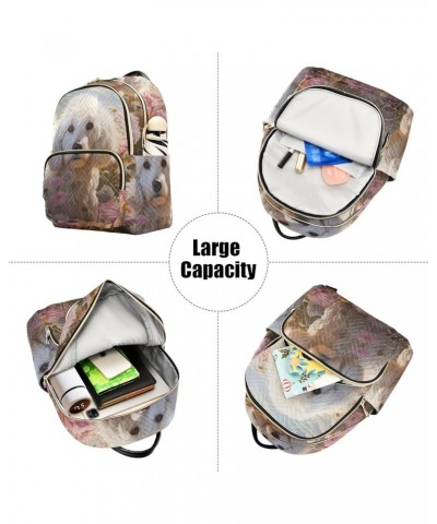 Women's Small Fashion Backpack White Dog Flower Print Ladies Travel Daypack Aesthetic Shoulder Bag 11.4×6.1×14.1 IN $12.80 Ba...