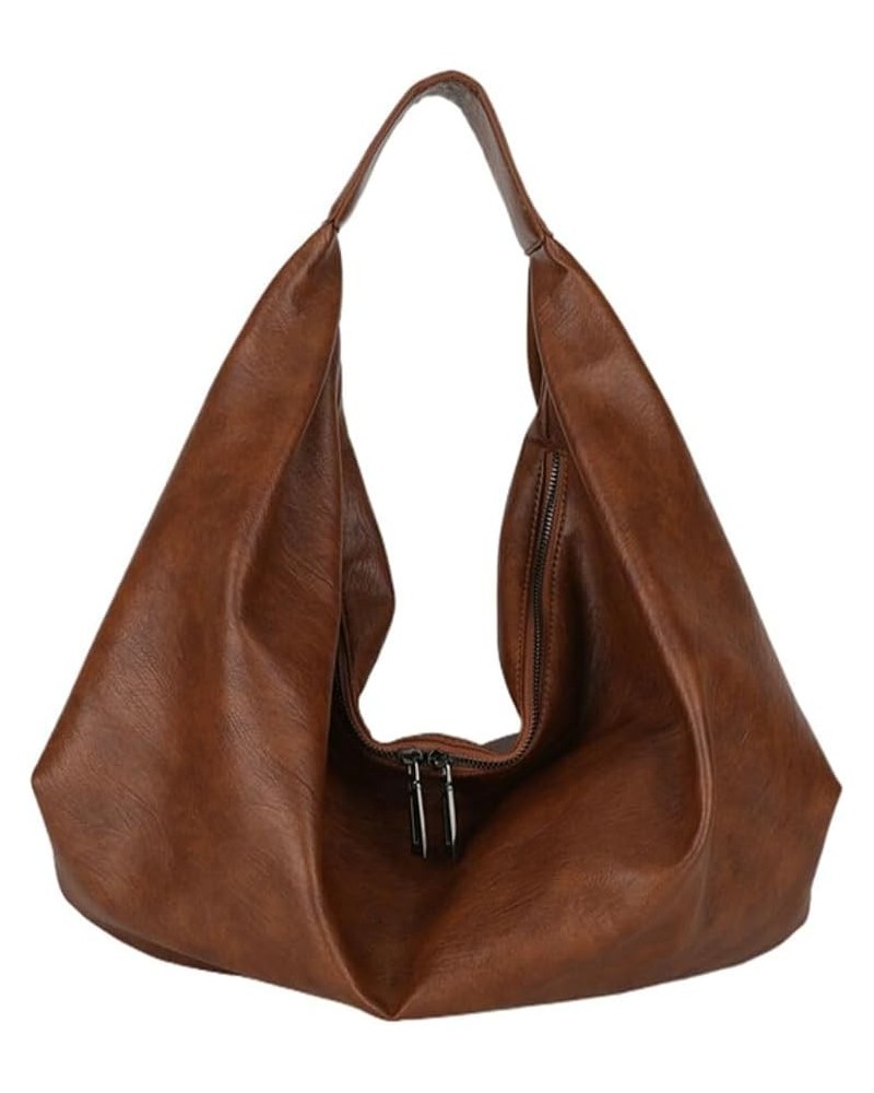 Super Large Dumpling Bag Floppy Hobo Bags for Women Casual Shoulder Bag for Women Handbag Purse Tote Bag Trendy 2024 Brown $2...