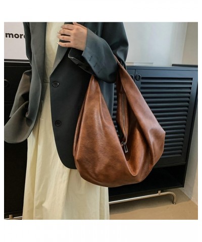 Super Large Dumpling Bag Floppy Hobo Bags for Women Casual Shoulder Bag for Women Handbag Purse Tote Bag Trendy 2024 Brown $2...