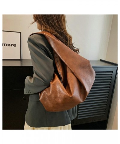 Super Large Dumpling Bag Floppy Hobo Bags for Women Casual Shoulder Bag for Women Handbag Purse Tote Bag Trendy 2024 Brown $2...