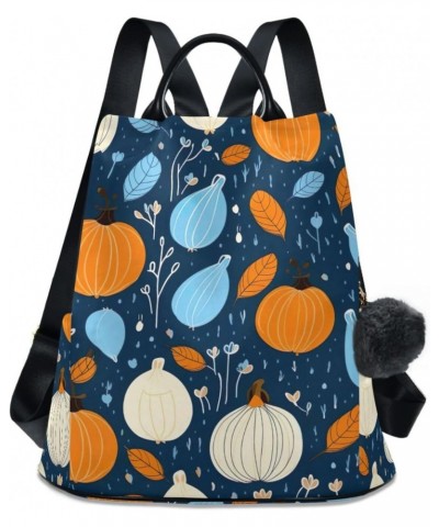 Pumpkins Blue Autumn Womens Backpack Purse Travel Backpack Anti Theft Shoulder Bag Satchel Bags for Work Travel Ladies Women ...