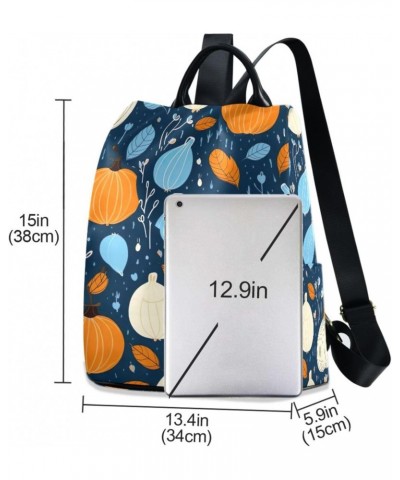 Pumpkins Blue Autumn Womens Backpack Purse Travel Backpack Anti Theft Shoulder Bag Satchel Bags for Work Travel Ladies Women ...