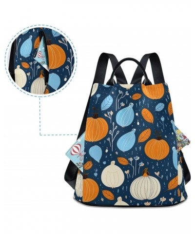 Pumpkins Blue Autumn Womens Backpack Purse Travel Backpack Anti Theft Shoulder Bag Satchel Bags for Work Travel Ladies Women ...