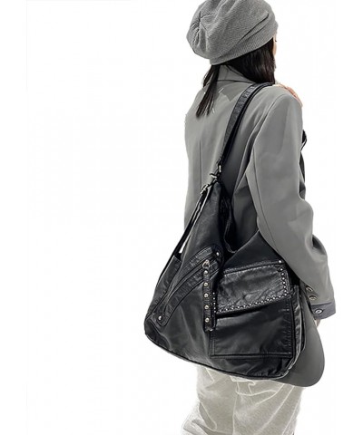 Crossbody Bag Women's Soft Wash Leather Fashion Multi Bag -1 inch Wide Adjustable Shoulder Strap A - Black $46.06 Satchels