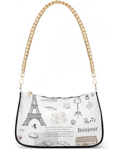 Women Handbag Purses Paris Floral Chain Shoulder bag Chain Clutch Tote Handbags Hobo Shoulder Bag Pattern 335 $14.70 Shoulder...