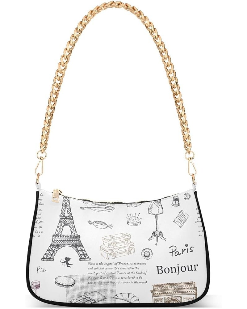 Women Handbag Purses Paris Floral Chain Shoulder bag Chain Clutch Tote Handbags Hobo Shoulder Bag Pattern 335 $14.70 Shoulder...