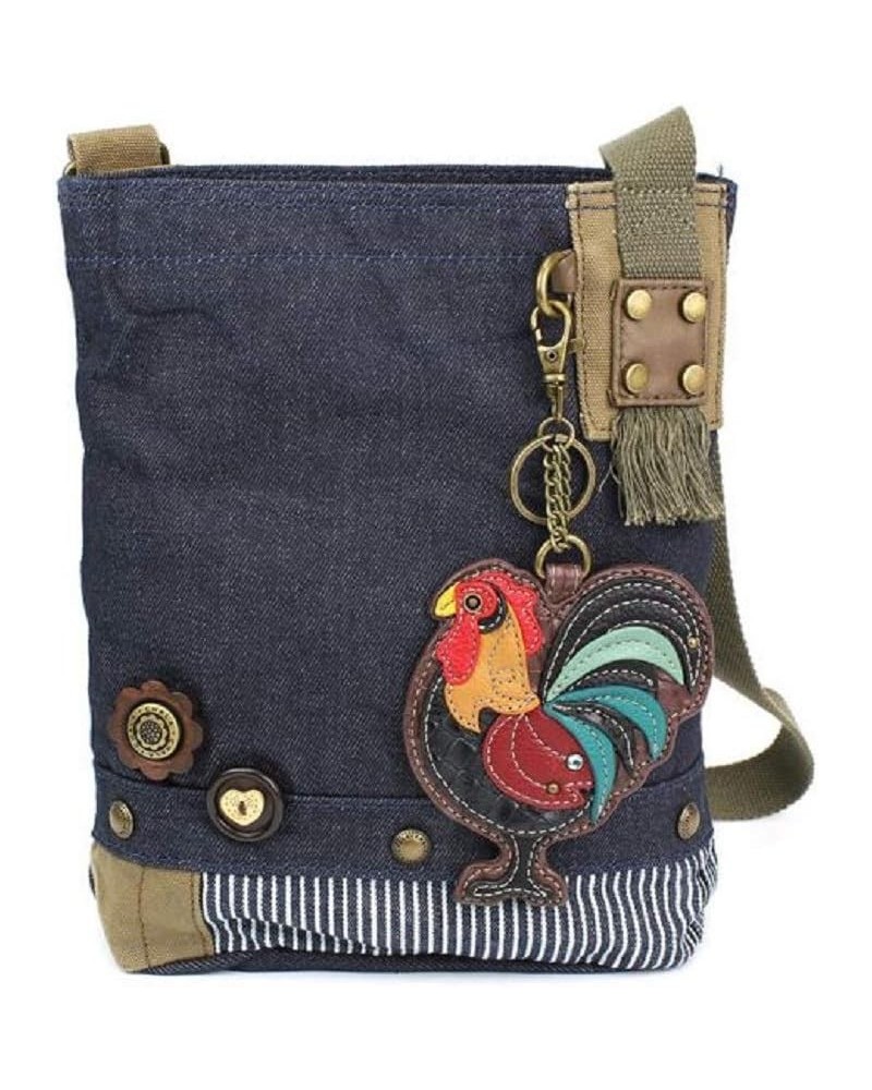 Handbag Patch Cross-body Denim Navy Blue Bag Rooster Coin Purse $25.80 Crossbody Bags