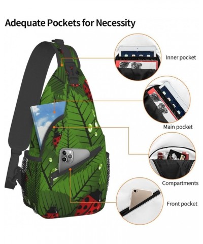 Golf Course Lawn Print Trendy Casual Daypack Versatile Crossbody Backpack Shoulder Bag Fashionable Chest Bag Leaves and Ladyb...