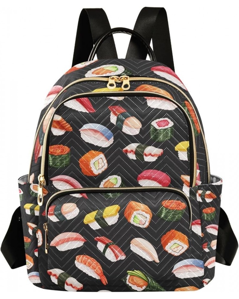 Women Backpack Japan Sushi Food Anti-Theft Travel Backpack with Luggage Belt Lightweight Handbag Lady Purse Roomy Double Zipp...