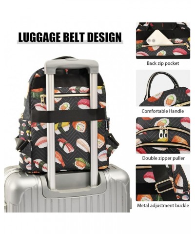 Women Backpack Japan Sushi Food Anti-Theft Travel Backpack with Luggage Belt Lightweight Handbag Lady Purse Roomy Double Zipp...