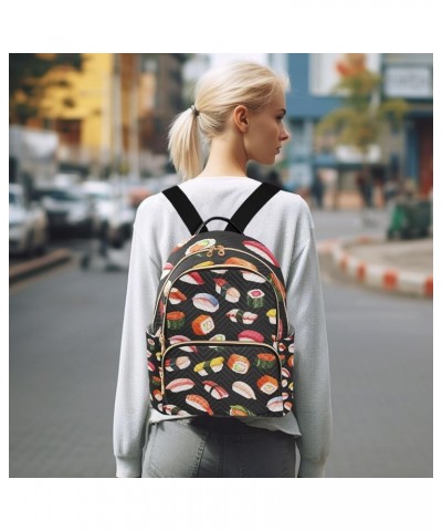 Women Backpack Japan Sushi Food Anti-Theft Travel Backpack with Luggage Belt Lightweight Handbag Lady Purse Roomy Double Zipp...