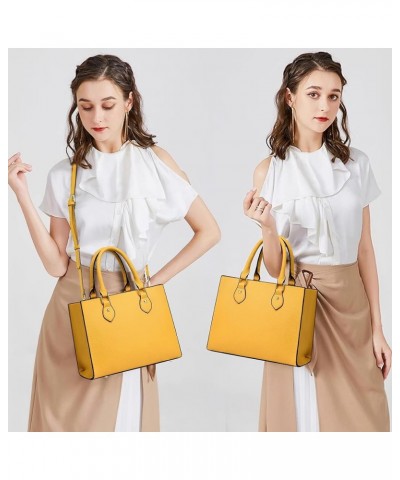 Crossbody Purses and Handbags for Women PU Leather Tote Top Handle Satchel Shoulder Bags Liz Mustard Yellow $13.53 Totes