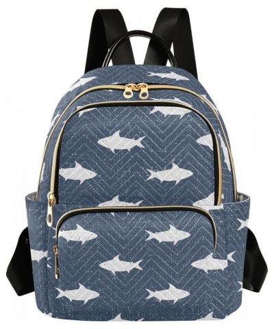 Medium Fashion Backpack for Women Shape Of Sharks Print Ladies Travel Daypack Aesthetic Shoulder Bag 11.4×6.1×14.1 IN $19.79 ...