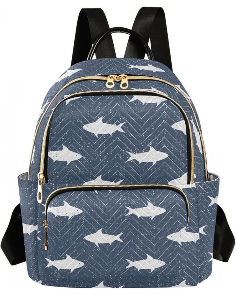 Medium Fashion Backpack for Women Shape Of Sharks Print Ladies Travel Daypack Aesthetic Shoulder Bag 11.4×6.1×14.1 IN $19.79 ...