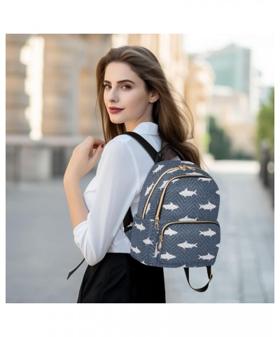 Medium Fashion Backpack for Women Shape Of Sharks Print Ladies Travel Daypack Aesthetic Shoulder Bag 11.4×6.1×14.1 IN $19.79 ...