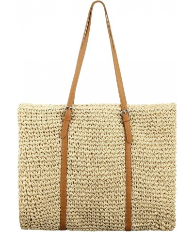 Large Tote Bag - Straw Woven Soft Hobo Bag Handmade Foldable Weaving Shoulder Bag Summer Beach Handbag for Women with Zipper ...