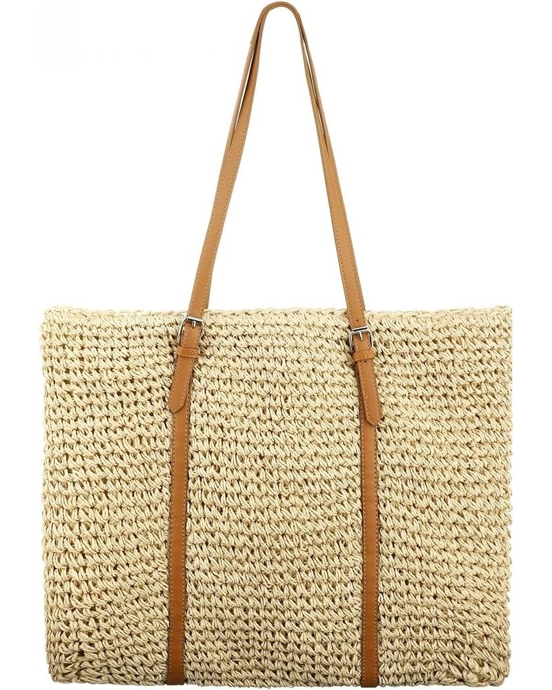 Large Tote Bag - Straw Woven Soft Hobo Bag Handmade Foldable Weaving Shoulder Bag Summer Beach Handbag for Women with Zipper ...