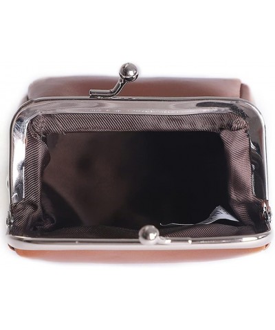 Women's Genuine Leather Shoulder Bag Kiss Lock Crossbady Purse Retro Satchel Wallet Waterproof Coin Commuter Pouch Brown $33....