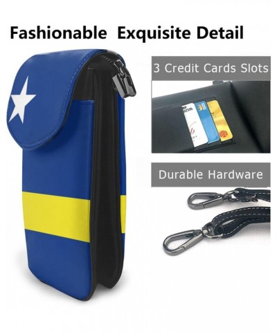 Curacao Flag Women Cell Phone Purse Small Crossbody Bag Leather Shoulder Bag Card Holder Wallet $16.16 Crossbody Bags