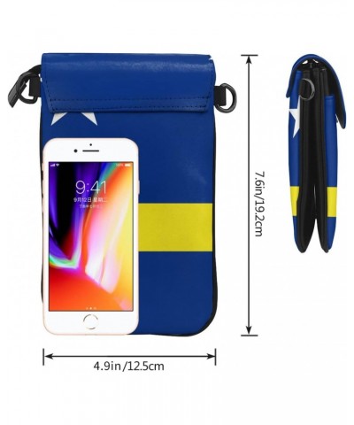 Curacao Flag Women Cell Phone Purse Small Crossbody Bag Leather Shoulder Bag Card Holder Wallet $16.16 Crossbody Bags