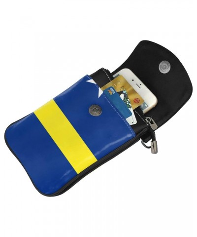 Curacao Flag Women Cell Phone Purse Small Crossbody Bag Leather Shoulder Bag Card Holder Wallet $16.16 Crossbody Bags