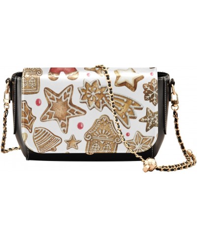 Christmas Crossbody Handbag Festive Gingerbread Cute PU Leather Shoulder Bag Sturdy Travel Pouch Compact Chic Bag for Women E...