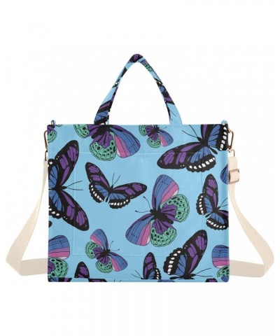 Tote Bag Multicolored Charming Butterflies Trendy Corduroy Bag Crossbody Bag with Zipper and Magnetic Clasp $14.75 Totes