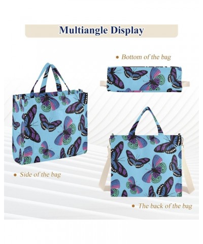 Tote Bag Multicolored Charming Butterflies Trendy Corduroy Bag Crossbody Bag with Zipper and Magnetic Clasp $14.75 Totes