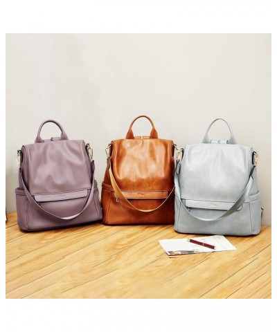 Womens Backpack Purse Fashion Leather Large Travel Bag Ladies Shoulder Bags Black 1-3 Brownish Purple $25.54 Backpacks