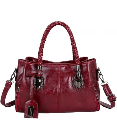 Large Women's Solid Bag Fashion Handbag Shoulder Color Capacity Leather Bag Clear Shoulder Bag for Women A-red $13.89 Totes