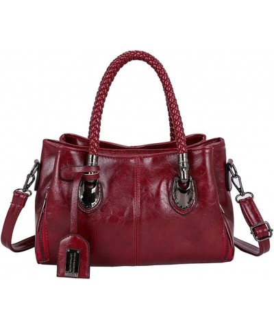 Large Women's Solid Bag Fashion Handbag Shoulder Color Capacity Leather Bag Clear Shoulder Bag for Women A-red $13.89 Totes