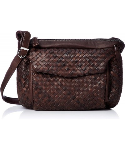 Leather Pony Mesh Front Pocket Shoulder Bag Chocolate $46.02 Shoulder Bags