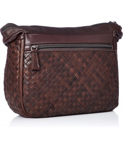 Leather Pony Mesh Front Pocket Shoulder Bag Chocolate $46.02 Shoulder Bags