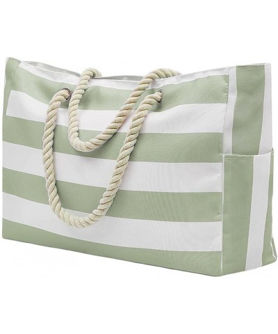 Beach Bag Large Tote Women Handbags Fashion Stripe Shoulder Bag for Gym Swim Travel-Light Green 01-light Green $19.27 Totes